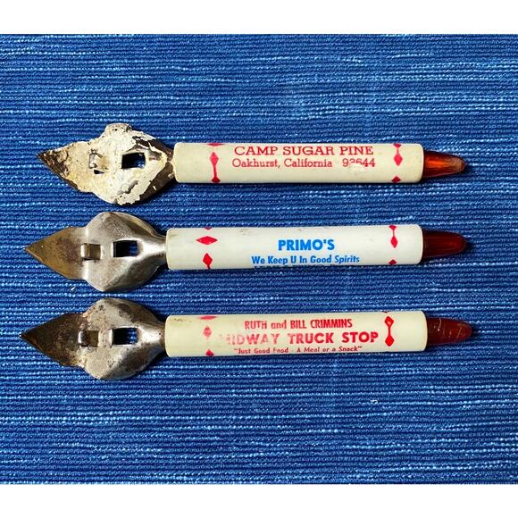 VTG Midway Truck Stop Sugar Pine Camp Primo's Can Beer Bottle Opener Advertising - Picture 1 of 2